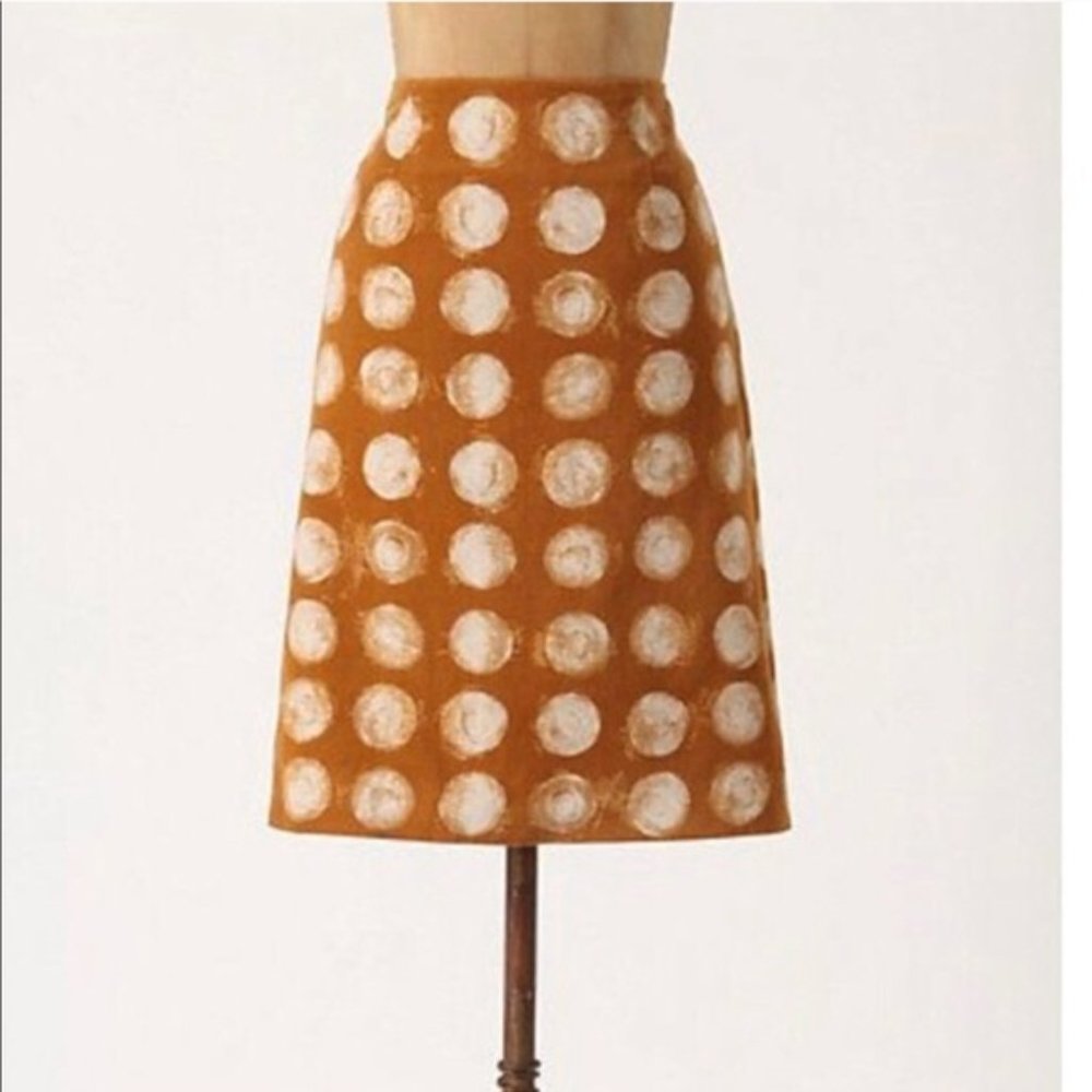 Maeve Corded Dots Velvet Pencil Skirt